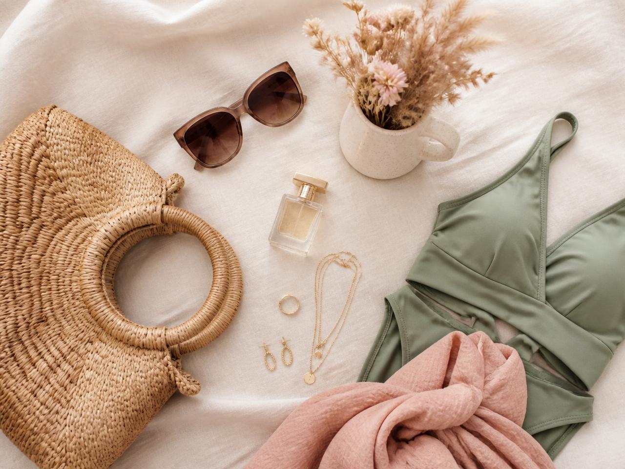 A flat-lay of trendy items from Noury's World